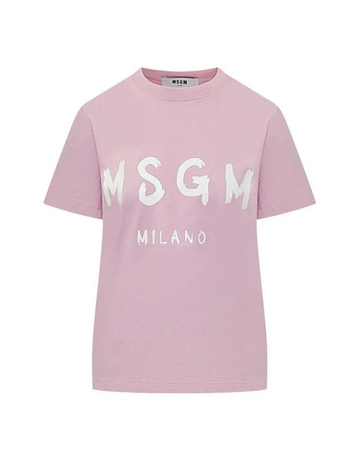 MSGM レディース ピンク ロゴ Tシャツ 【公式通販】