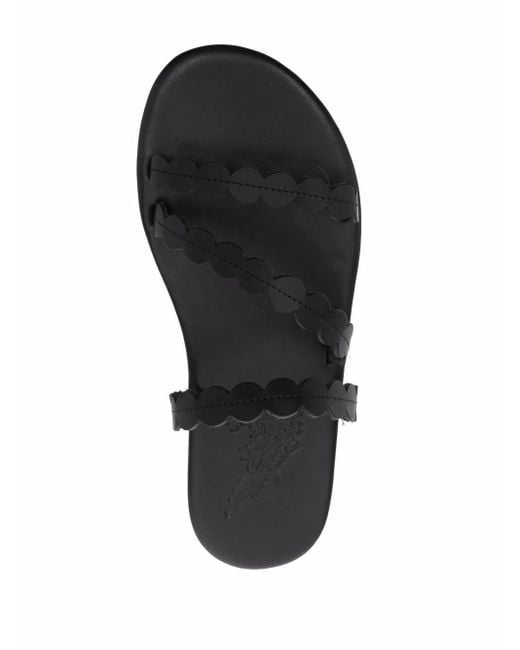 Ancient Greek Sandals Black Oceanis Leather Sandals