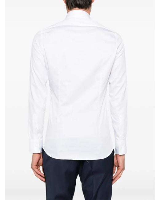 Carlo Pignatelli White Wing-Collar Concealed-Fastening Shirt for men