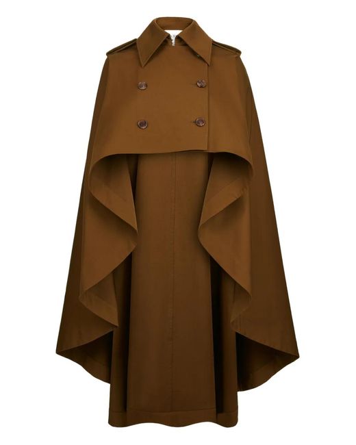 Nina Ricci Brown Double-Breasted Cape Coat