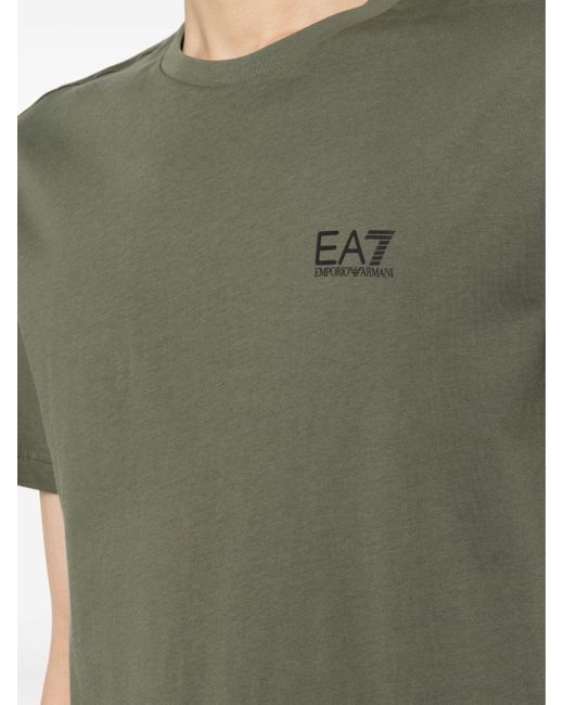 EA7 Green Logo-print Cotton T-shirt for men