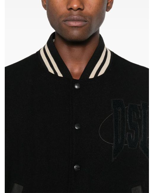 DIESEL Black Color-Block Wool Blend Jacket for men
