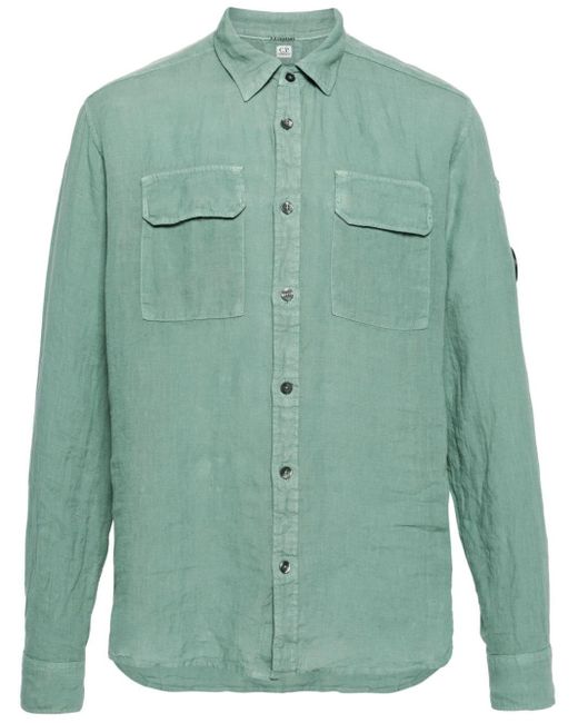 C P Company Green Lens-detail Linen Shirt for men