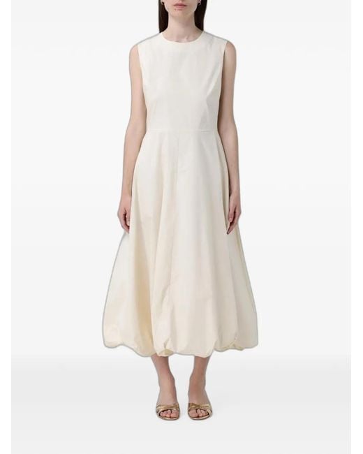 MEIMEIJ White Sleeveless Balloon-Hem Cotton Midi Dress