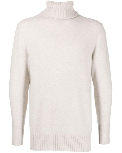N.Peal Cashmere White Roll-neck Cashmere Jumper for men
