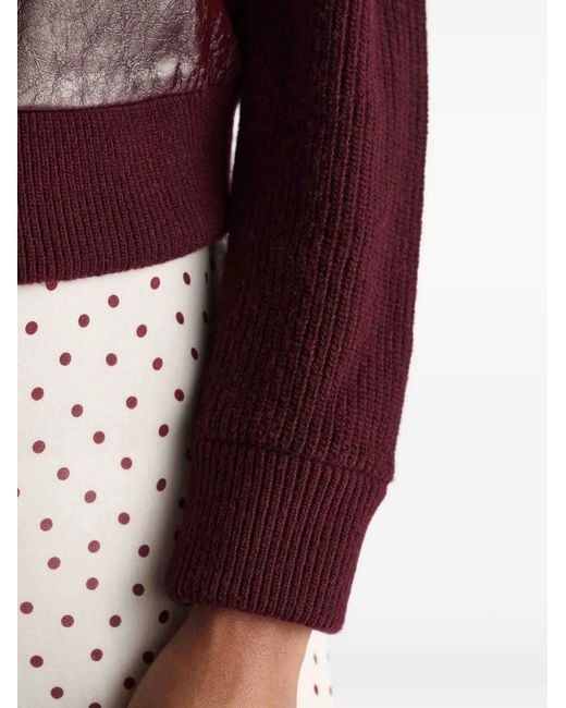 Dorothee Schumacher Brown It's A Match Lambskin-Panelled Knit Jacket