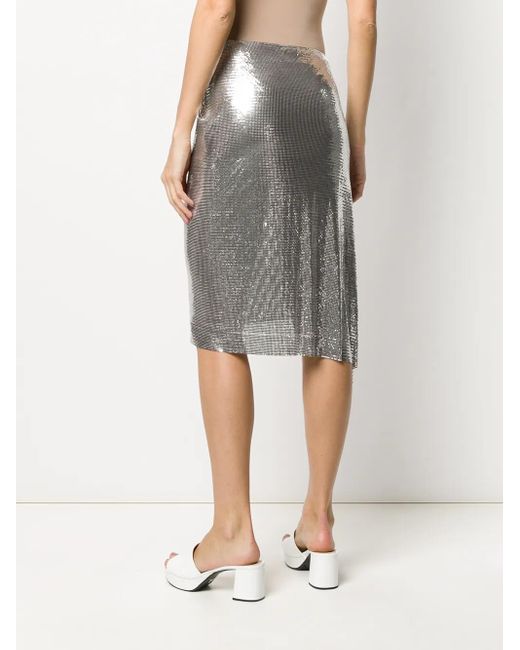 Rabanne Gray Chainmail Ruched Skirt