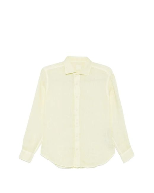 120% Lino White Long-Sleeve Shirt for men