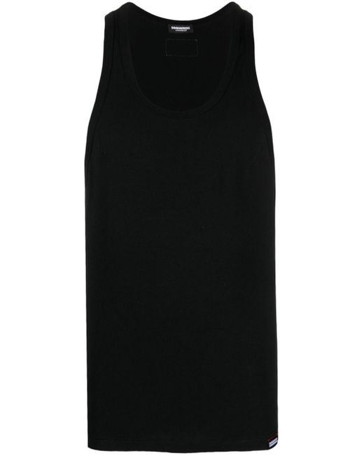 DSquared² Black Logo-patch Jersey Tank Top for men