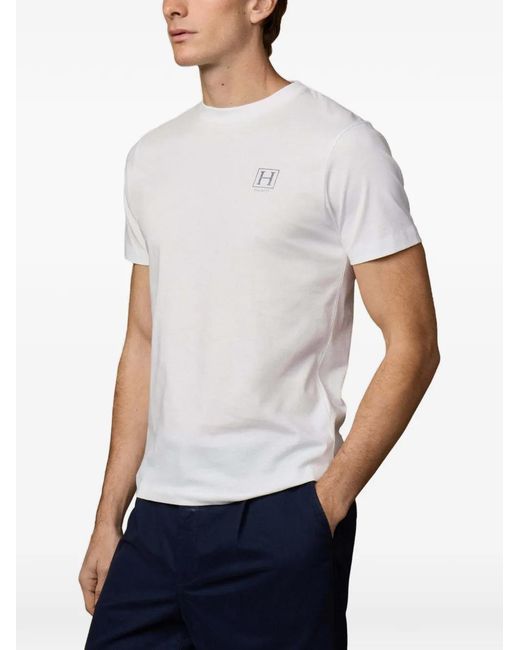 Hackett White Logo-Print Cotton T-Shirt for men