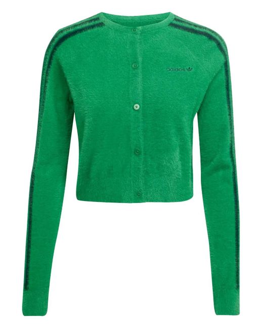 Adidas Green Fluffy Striped Cardigan