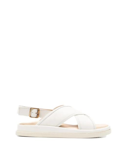 SERGIO MORETTI FIRENZE White Crossover-Strap Slingback Sandals