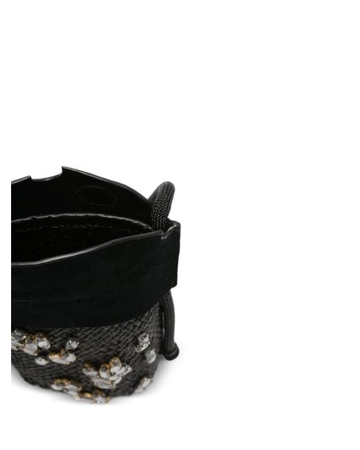 Johanna Ortiz Black Crystal-Embellished Tassel-Detail Cross Body Bag