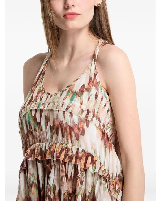 AllSaints White Cavalry Ruffled Feather-Print Mini Dress