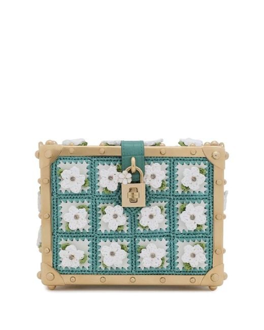 Dolce & Gabbana Blue Dolce Box Raffia Top-Handle Bag