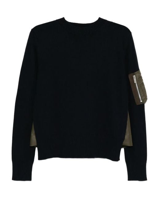 Sacai Black Nylon-Patch Jumper