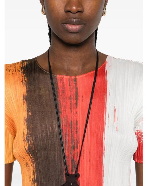 Robe Mi-Longue Plissée À Effet Taches De Peinture Pleats Please Issey Miyake en coloris Orange