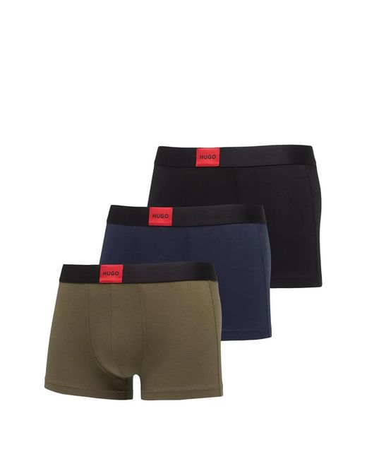HUGO Blue Logo-Patch Boxers (Set Of Three) for men