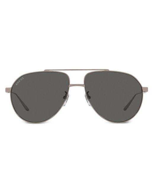 Gucci Gray Interlocking G Pilot-frame Sunglasses for men