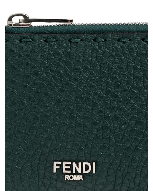 Fendi Green Selleria Leather Cardholder for men