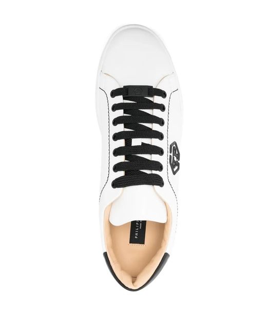 Philipp Plein White Low-Top Leather Sneakers