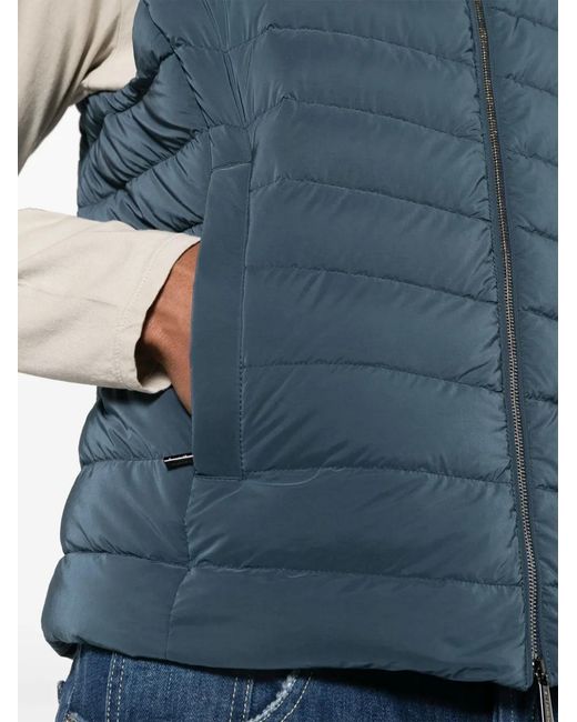 Moorer Blue Stand-Up Collar Padded Gilet for men
