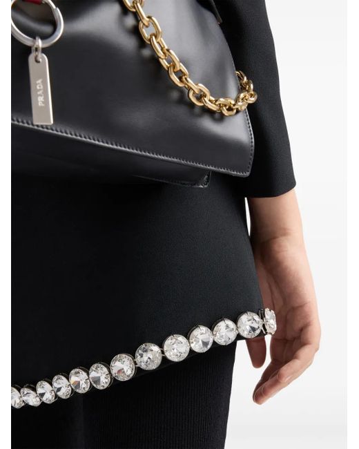 Prada Black Crystal-Embellished Mini Skirt