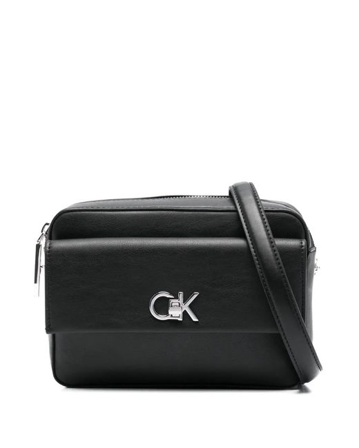 Calvin Klein Black Logo-Plaque Cross Body Bag