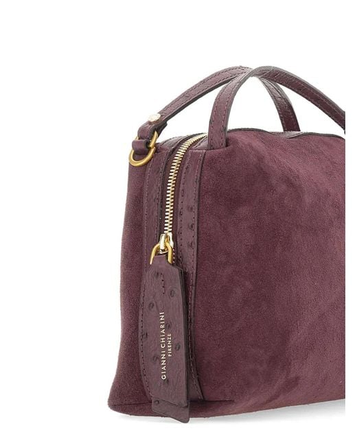 Gianni Chiarini Purple Medium Alifa Suede Tote Bag
