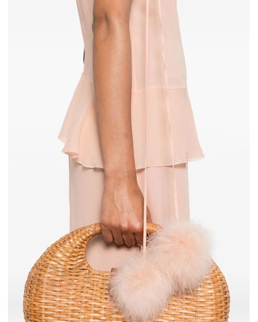 Blumarine ラッフルトリム シルクマキシドレス Pink