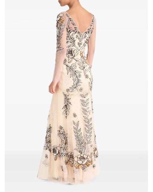 Temperley London Natural Lavinia Floral-Embroidered Maxi Dress