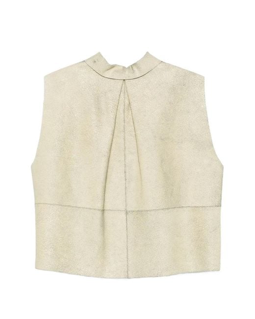 Alysi Natural Collared Sleeveless Vest