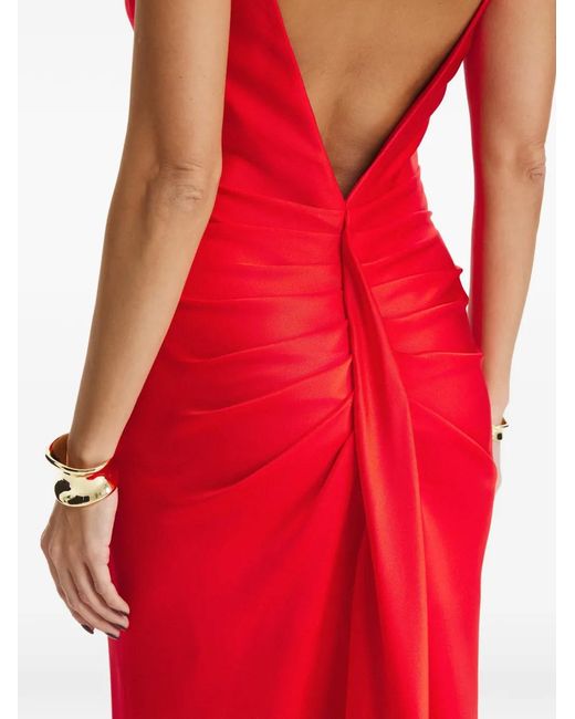 Il Volo Red Lavina V-Neck Maxi Dress
