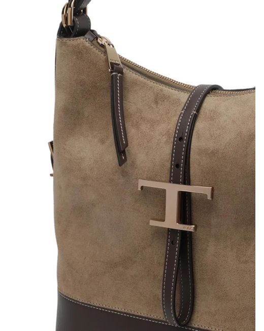 Tod's Brown T-Timeless Suede Leather Backpack