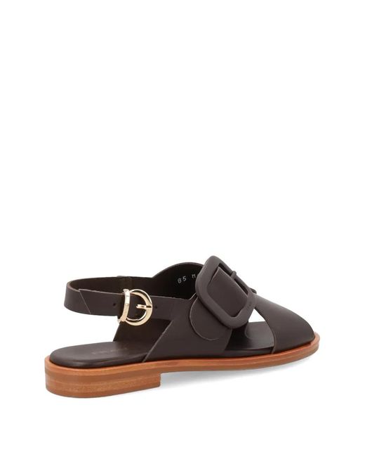 Frau Brown Crossover-Strap Buckled Sandals