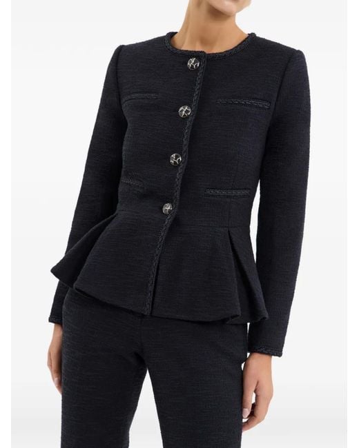 Rebecca Vallance Black London Button-Up Peplum Jacket