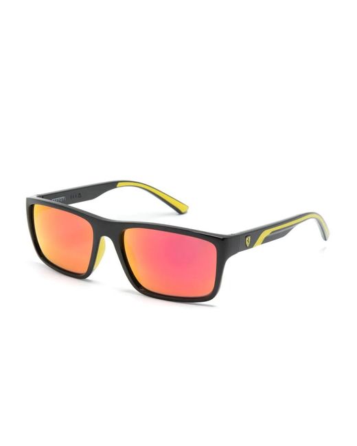 Ferrari Pink Rectangle-Frame Mirrored Sunglasses for men