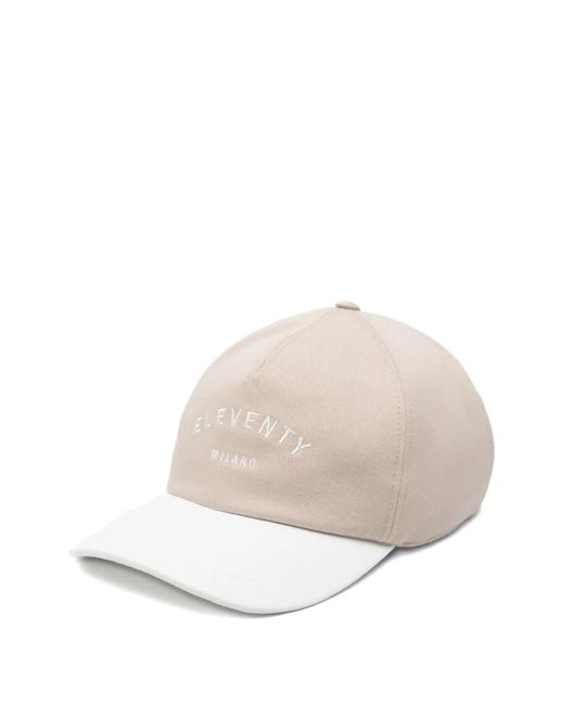 Eleventy White Two-Tone Baseball Cap for men