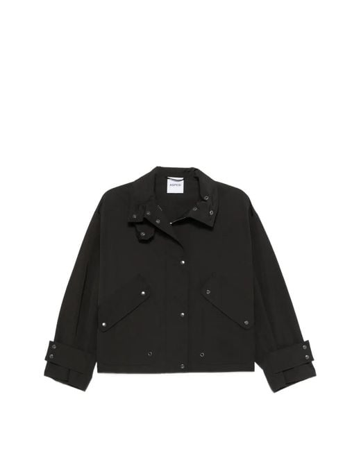 Aspesi Black Millepiedi Press-Stud Jacket