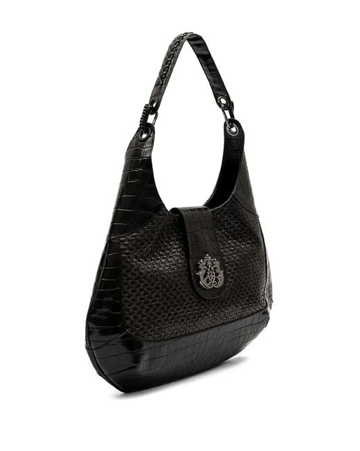 Isla Black Moon Woven Embossed Shoulder Bag
