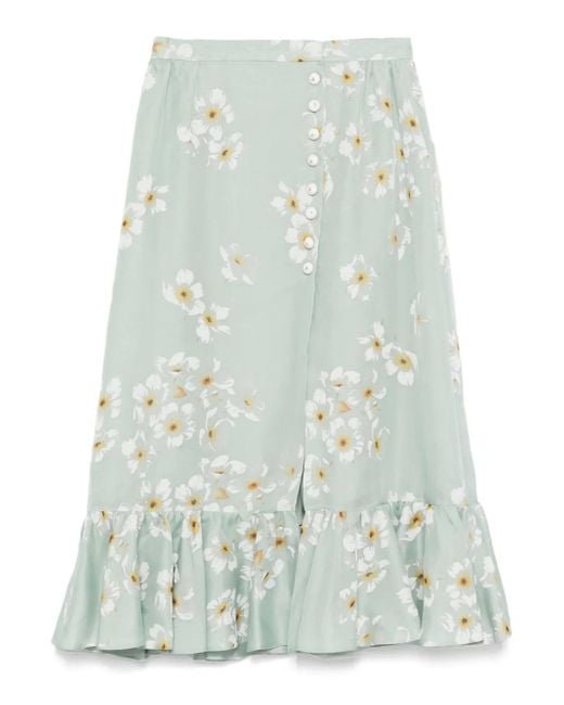 Valentino Garavani Blue Midirock Mit Blumen-Print