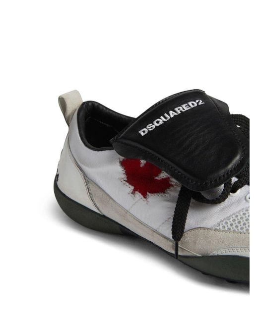 DSquared² Black Maple-Leaf Leather Sneakers for men
