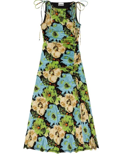 Ganni フローラル ドレス Green