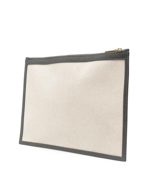 Thom Browne Black Two-Tone Canvas Document Holder for men