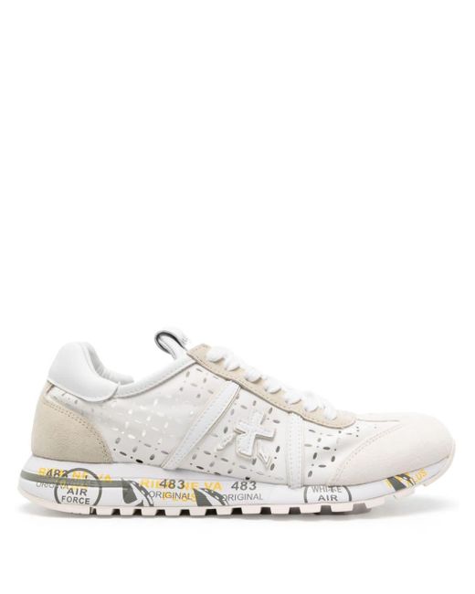 Premiata White Lucy 6669 Perforated Sneakers