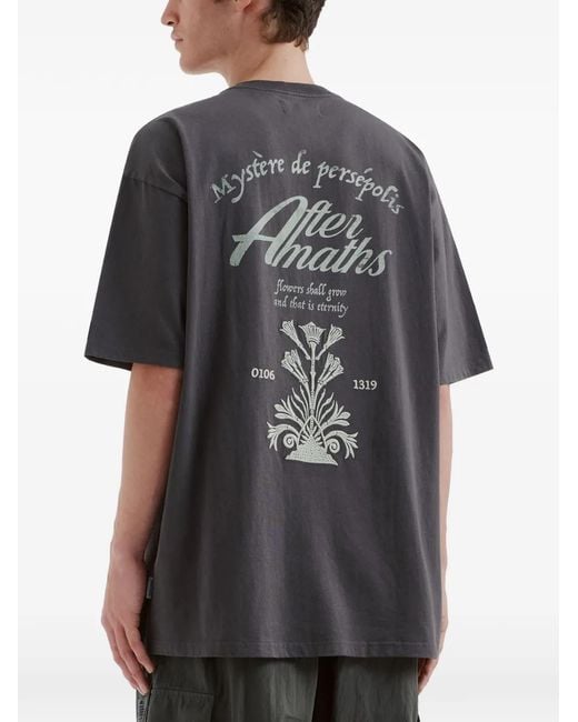 AFTERMATHS Blue Graphic-Print T-Shirt for men