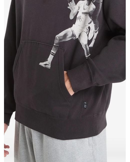 PUMA Black Memory Lane Graphic-Print Hoodie for men