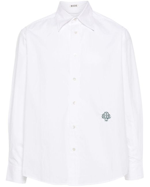 Bode White Logo-embroidered Poplin Shirt for men