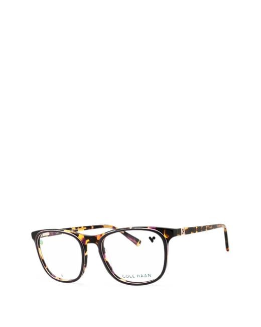 Cole Haan Black Tortoiseshell-Effect Rectangle-Frame Glasses