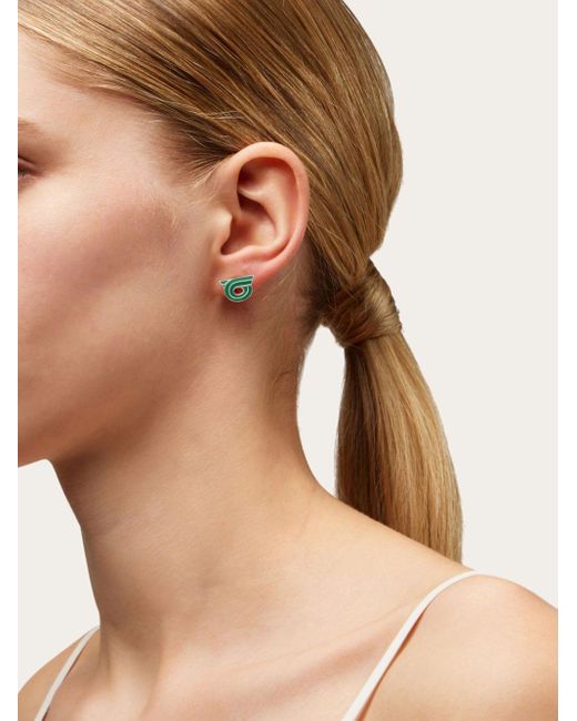 Gancini Shape Earrings Ferragamo de color Green